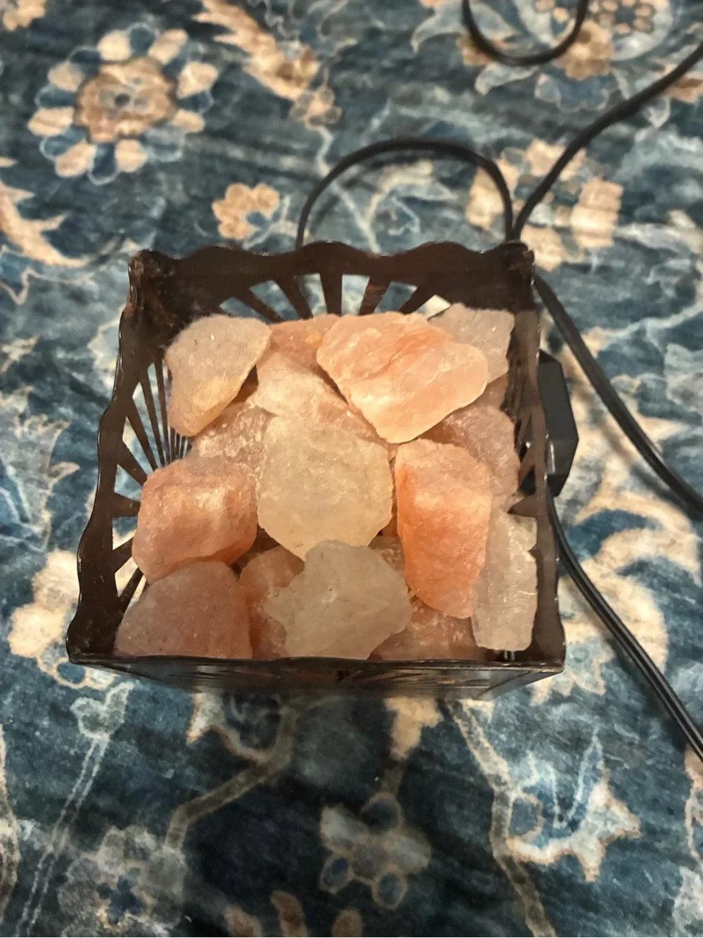 Himalayan Salt Lamp Rock Salt Chunks in Decorative Holder - Pink/Orange